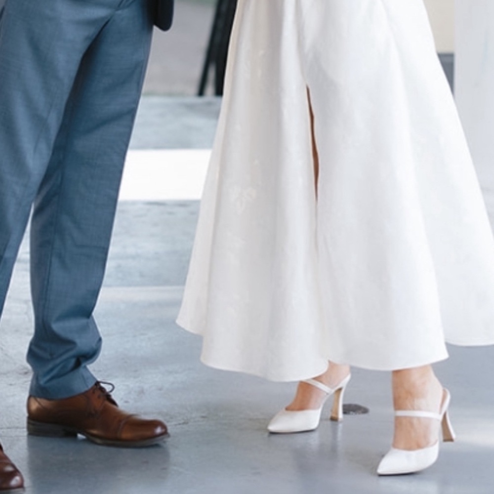Ivory Satin Mules - Picture 5 of 6
